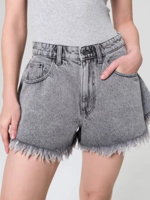 Obrázek produktu Sinsay - Džínové šortky high waist s třepenými nohavicemi - šedá