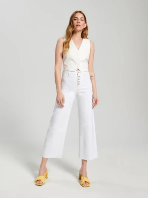 Obrázek produktu Sinsay - Džíny cropped high waist - krémová