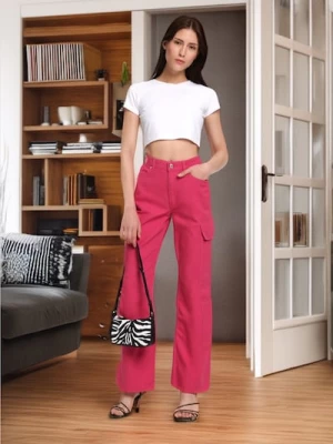 Obrázek produktu Sinsay - Džíny high waist wide leg - růžová