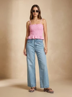 Obrázek produktu Sinsay - Džíny straight wide leg se středním pasem - modrá