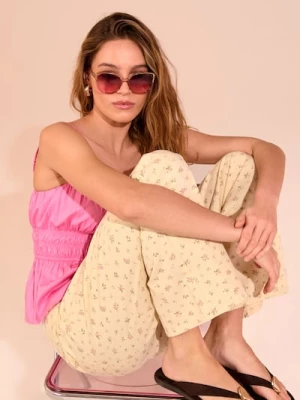 Obrázek produktu Sinsay - Džíny wide leg s páskem - béžová