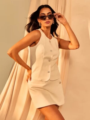 Obrázek produktu Sinsay - Elegantní obleková vesta s dekorativními knoflíky - béžová