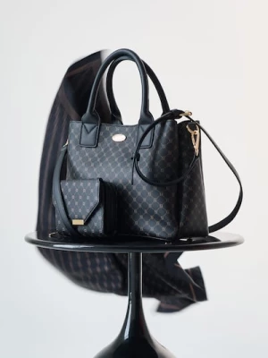 Obrázek produktu Sinsay - Kabelka tote z imitace kůže s monogramem - černá