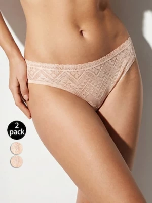 Obrázek produktu Sinsay - Kalhotky typu slip s ozdobnou krajkou 2 pack - béžová
