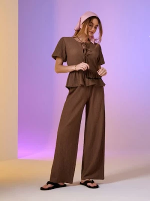 Obrázek produktu Sinsay - Kalhoty wide leg - hnědá
