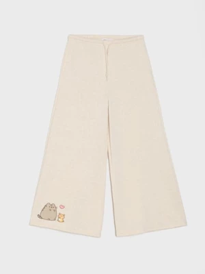 Obrázek produktu Sinsay - Kalhoty wide leg Pusheen the Cat - béžová