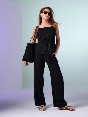 Obrázek produktu Sinsay - Kalhoty wide leg s viskózou - černá