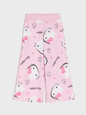 Obrázek produktu Sinsay - Kalhoty wide leg se vzorem Hello Kitty - pastelová růžová