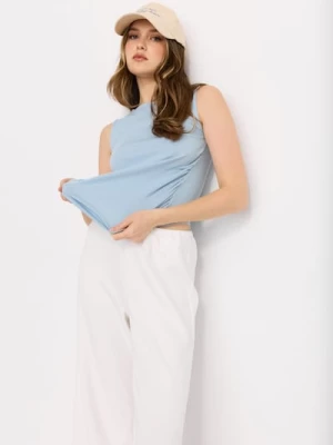 Obrázek produktu Sinsay - Kalhoty wide leg z měkkého úpletu s příměsí viskózy soft touch - krémová