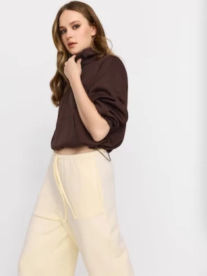 Obrázek produktu Sinsay - Kalhoty wide leg z měkkého úpletu s příměsí viskózy soft touch - žlutá