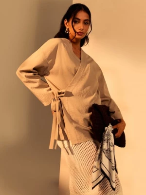 Obrázek produktu Sinsay - Kimono sako s příměsí viskózy - krémová