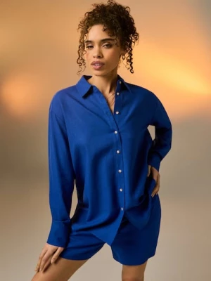 Obrázek produktu Sinsay - Košile oversized s příměsí lnu - indigo