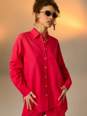 Obrázek produktu Sinsay - Košile oversized s příměsí lnu - sytě růžová