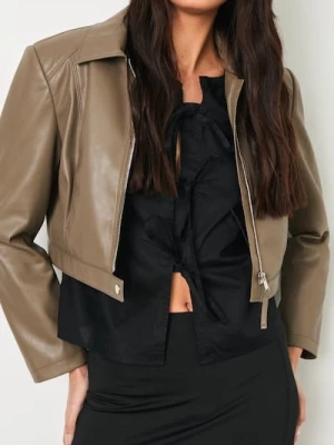 Obrázek produktu Sinsay - Koženková bunda v motorkářském stylu - khaki