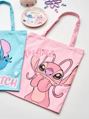 Obrázek produktu Sinsay - Látková shopper taška s potiskem Stitch - pastelová růžová