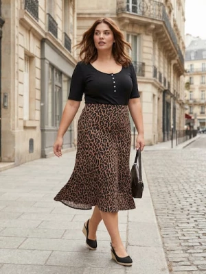 Obrázek produktu Sinsay - Midi sukně s leopardím vzorem Plus Size - hnědá