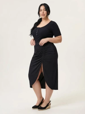 Obrázek produktu Sinsay - Midi sukně s řasením a rozparkem Plus Size - černá