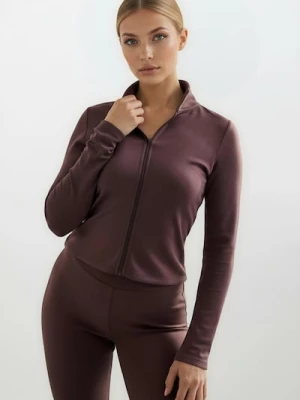 Obrázek produktu Sinsay - Mikina se zipem ke krku soft touch s příměsí viskózy Gym Hard - tmavě hnědá