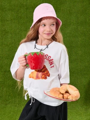 Obrázek produktu Sinsay - Oversize bavlněné tričko se zavazováním - bílá