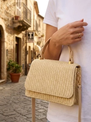 Obrázek produktu Sinsay - Pletená crossbody kabelka s odnímatelným popruhem - krémová