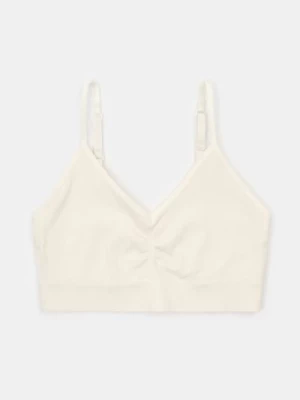 Obrázek produktu Sinsay - Pruhovaná bralette s nastavitelnými ramínky a nabíráním - bílá