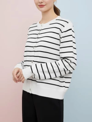 Obrázek produktu Sinsay - Pruhovaný kardigan na knoflíky - bílá