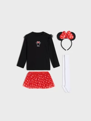Obrázek produktu Sinsay - Sada: blůza, sukně, čelenka a punčocháče Minnie Mouse - černá
