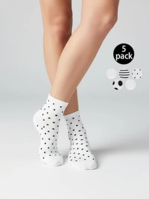 Obrázek produktu Sinsay - Sada hladkých, puntíkovaných a proužkovaných ponožek 5 pack - vícebarevná