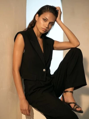 Obrázek produktu Sinsay - Short suit vest with viscose and linen blend - černá