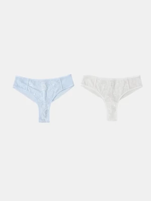 Obrázek produktu Sinsay - Tanga s ozdobnou krajkou 2 pack - světle modrá