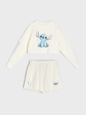 Obrázek produktu Sinsay - Tepláková souprava Stitch: mikina a šortky - krémová