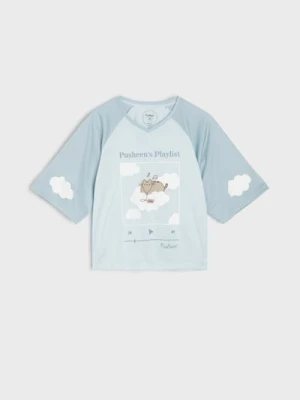 Obrázek produktu Sinsay - Tričko oversize s potiskem Pusheen the Cat - modrá