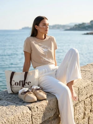 Obrázek produktu Sinsay - Tričko s potiskem - béžová