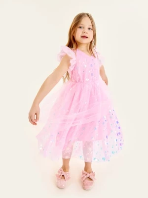 Obrázek produktu Sinsay - Tylové babydoll šaty s ozdobnými flitry - růžová