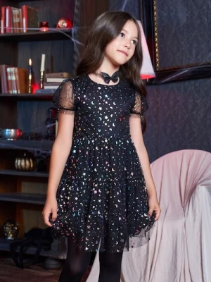 Obrázek produktu Sinsay - Tylové šaty s lesklými aplikacemi - černá