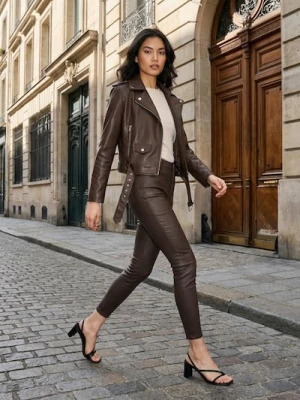 Obrázek produktu Sinsay - Úzké kalhoty skinny fit - tmavě hnědá