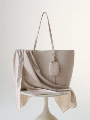 Obrázek produktu Sinsay - Velká kabelka tote s monogramem a peněženkou - béžová