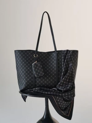 Obrázek produktu Sinsay - Velká kabelka tote s monogramem a peněženkou - černá
