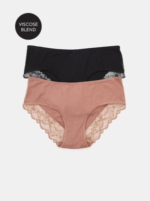 Obrázek produktu Sinsay - Viskózové hipster kalhotky s krajkou 2 balení - vícebarevná