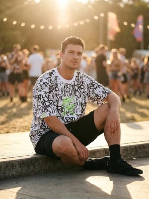 Obrázek produktu Sinsay - Vzorované tričko loose fit - bílá