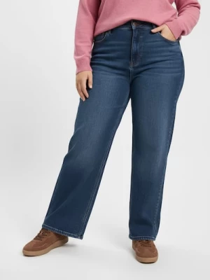 Obrázek produktu Sinsay - Wide leg džíny s opraným efektem Plus size - námořnická modrá