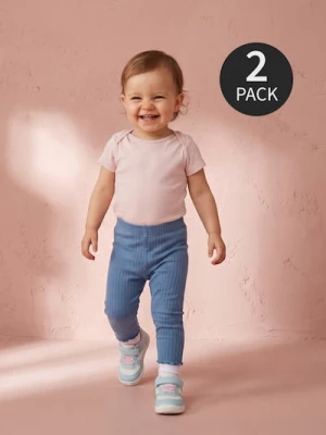 Obrázek produktu Sinsay - Žebrované legíny s ozdobnými volány 2 pack - hnědá