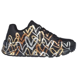 Obrázek produktu Skechers Dívky x JGoldcrown: UNO Lite - Metallic Love Shoes v Cerná/Zlatá, Velikost 32, Pratelné v pračce