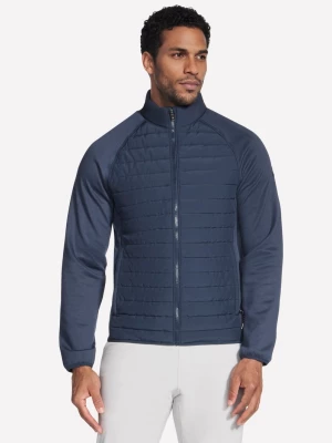 Obrázek produktu Skechers Muži Cozy Fit Hybrid bunda 2.0 v Sedá Uhlíková/Tmave Modrá, Velikost Malý