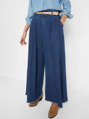 Obrázek produktu Spódnico-spodnie jeansowe, wide leg, z wygodnym pasem bonprix
