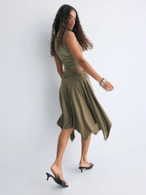 Obrázek produktu Stradivarius Asymetrická Midi Sukně Khaki