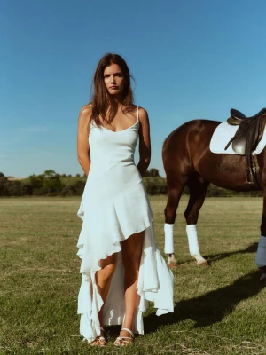 Obrázek produktu Stradivarius Asymetrické Šaty Na Ramínka White