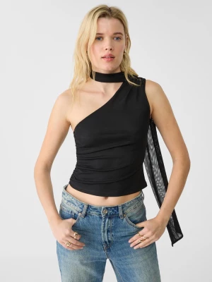 Obrázek produktu Stradivarius Asymetrický Tylový Top Se Šátkem Black