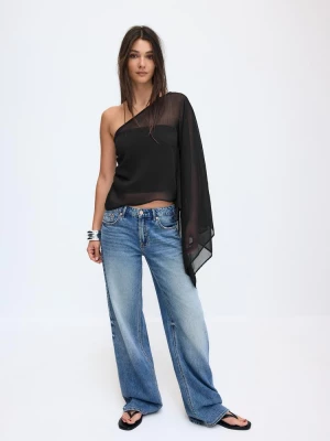 Obrázek produktu Stradivarius Asymetrický Zavinovací Top Black