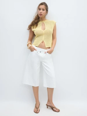 Obrázek produktu Stradivarius Ažurový Top S Límcem Qipao Pastel Yellow